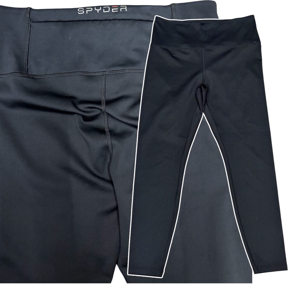 Spyder Active Black Leggings Ladies Size Large Fleece Lined Athleisure Running